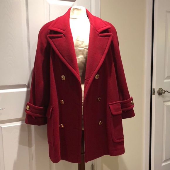 Anna | EUC Red Australian Virgin Lambswool Pea Coat - Picture 4 of 12